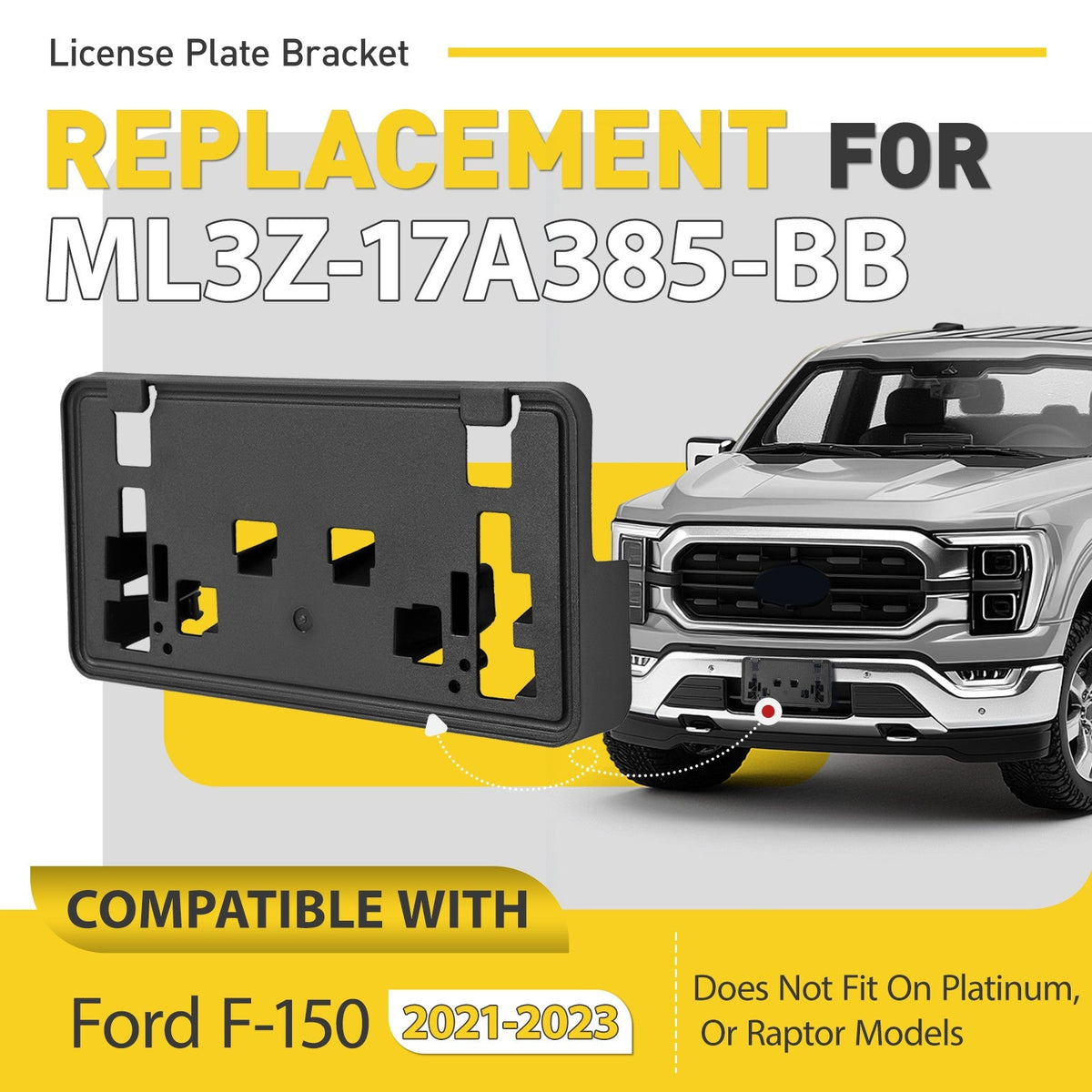 Front License Plate Bracket Frame Holder For 2021-2023 Ford F150 ML3Z-17A385-BB