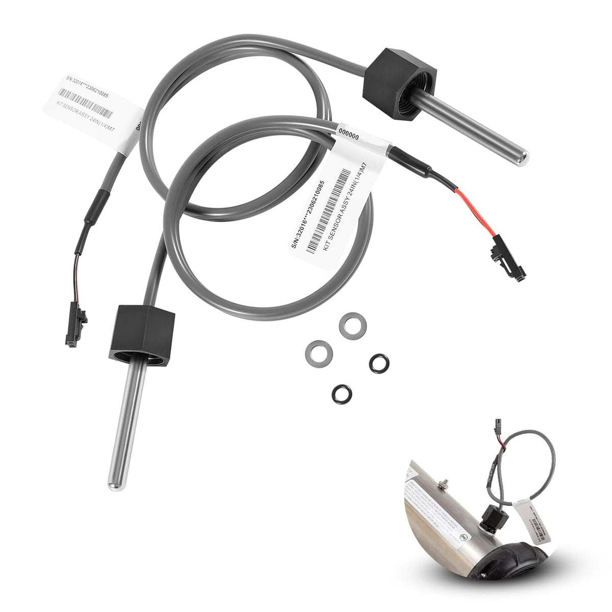 2-Pack 24" Temp/Hi Limit Sensor, 1/4"dia 2-pin for Balboa M7 30344 30042 30382