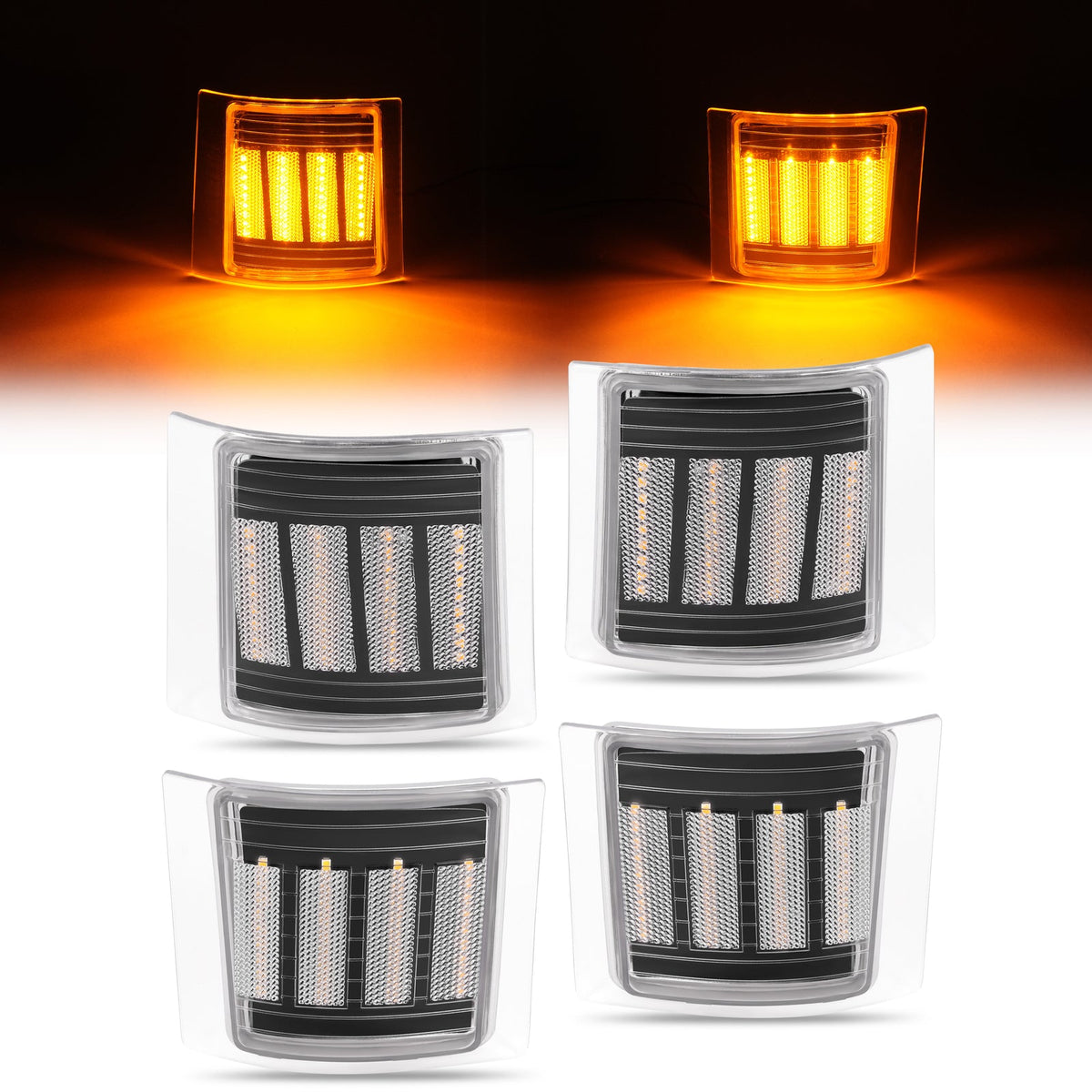 Full LED 4PCS Clear Corner Side Marker Lights For Chevy C/K 1500 2500 1994-99