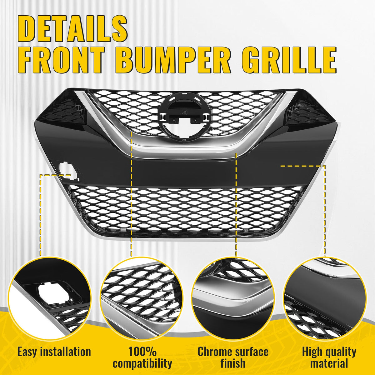 Front Chrome Black Bumper Grille Grill For Nissan Maxima 2016-2018 NI1200284