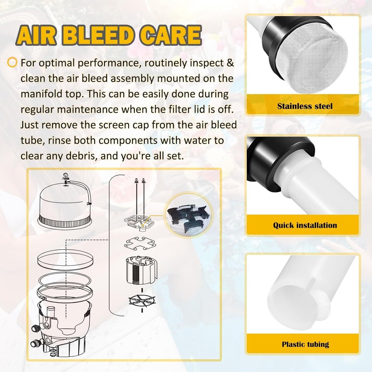 190092 Pentair Air Bleed Assembly for FNS Plus Pool and Spa D.E. Filter