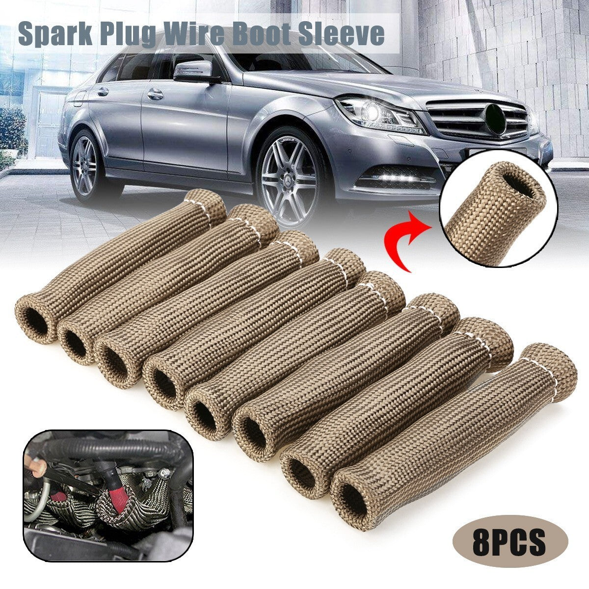 8x Spark Plug Header Boots 2500?? Spark Plug Heat Shield Sleeve Wire Cover Wrap