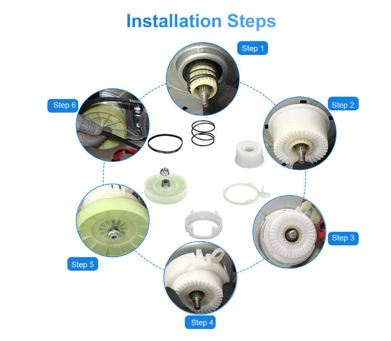 Washer Pulley Clutch Kit & Drive Belt for Whirlpool Kenmore Maytag