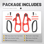 Front Heavy Duty Tow Hook Kits w/ Frame For Ram 1500 DT 2019-2024 Red Steel New