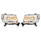 DOT Chrome LED Tube Projector Headlights HeadLamps For Toyota Tacoma 2005-2011
