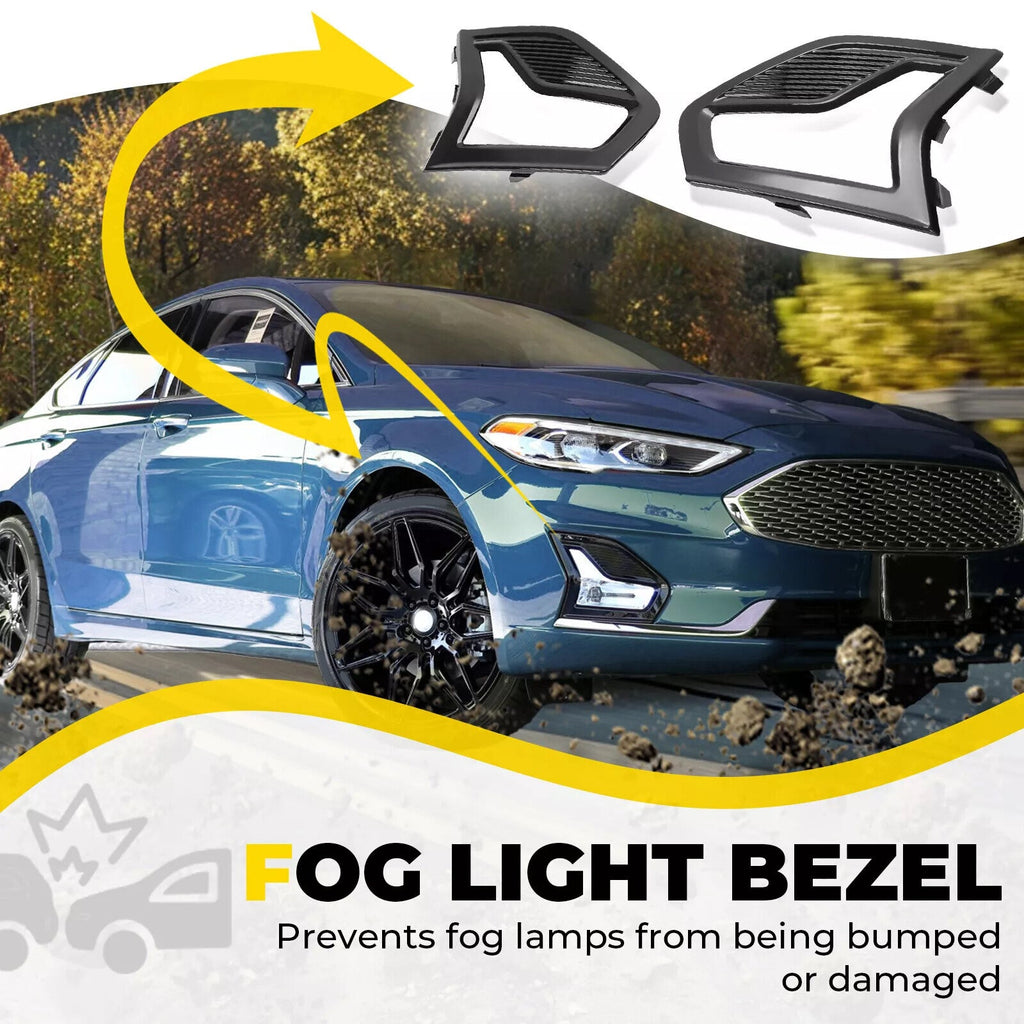 Front Bumper Fog Light Lamp Grille Covers Bezel Trim For Ford Fusion 2019-2020