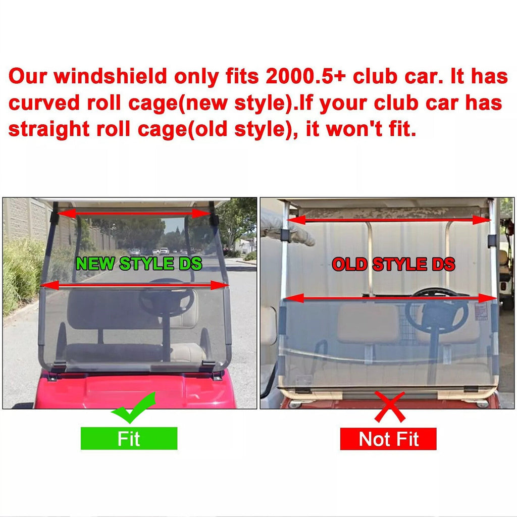 Golf Cart Tinted Windshield Windscreen Fold Down For Club Car DS 2000.5-Up