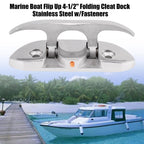 2 Pack Heavy Duty 4-3/4" Flush Mount Stainless Steel Flip Up Boat Cleat