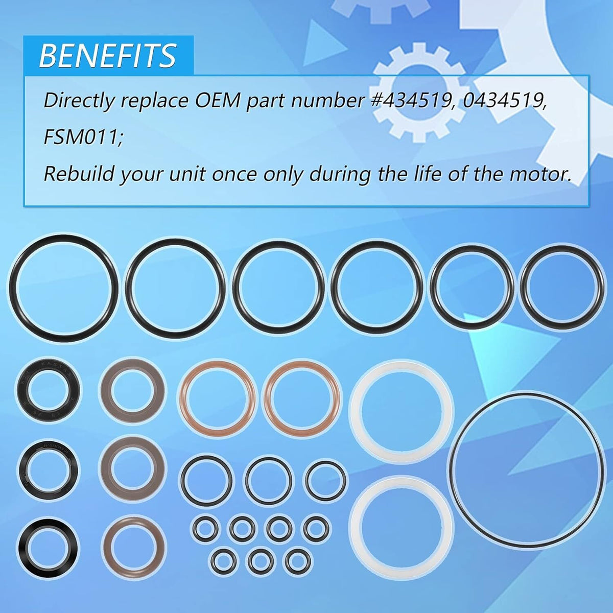 434519 Trim & Tilt O-Ring & Seal Rebuild For Johnson Evinrude OMC 0434519 FSM011