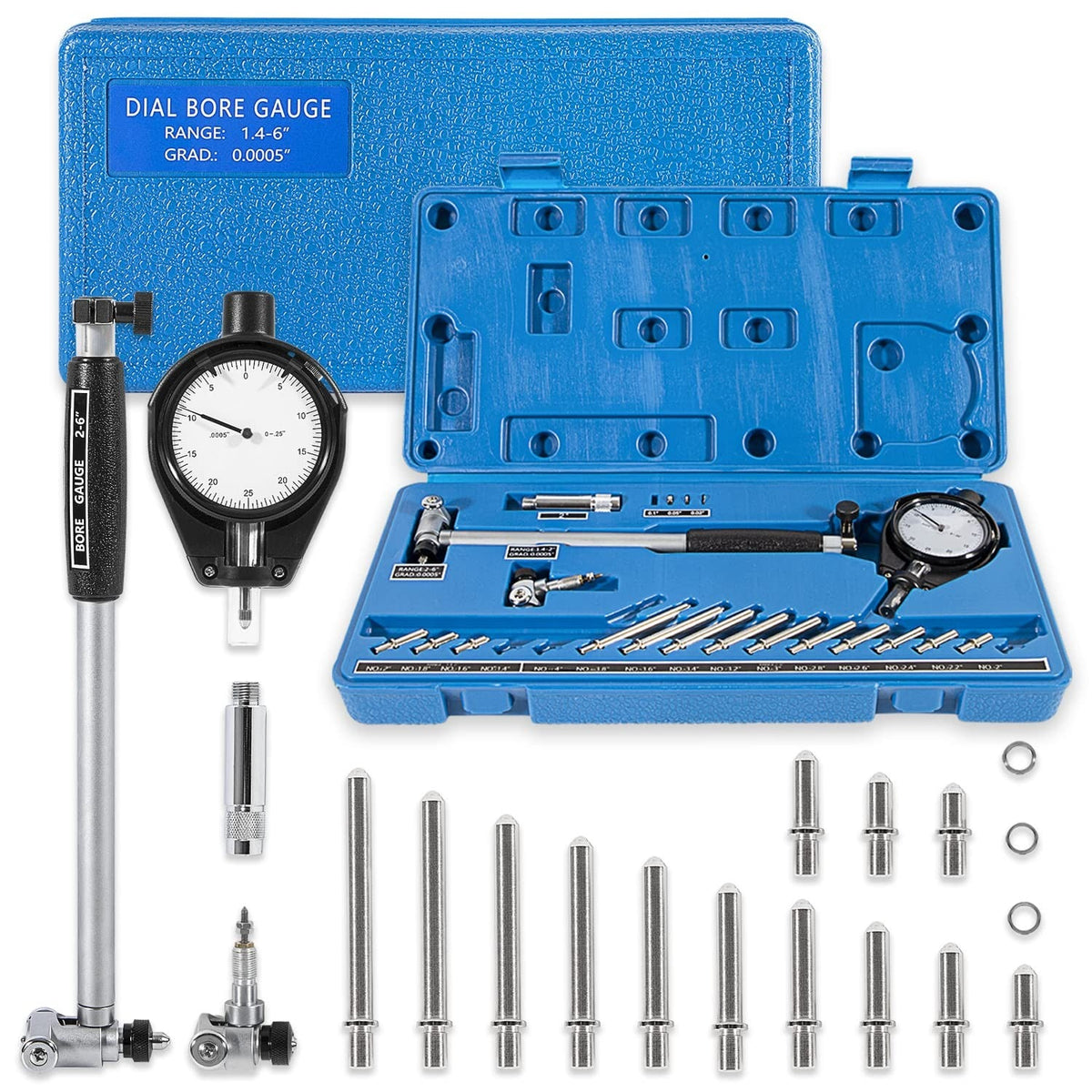 52-646-400-0 Cylinder Dial Indicator Bore Gauge Gage 1.4" To 6" Measuring Range