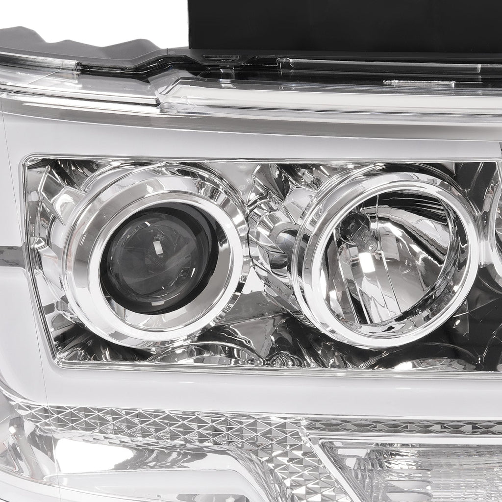 Projector Headlight Assembly Fit Ford F150 F-150 2009-2014 Chrome DRL LED Tube