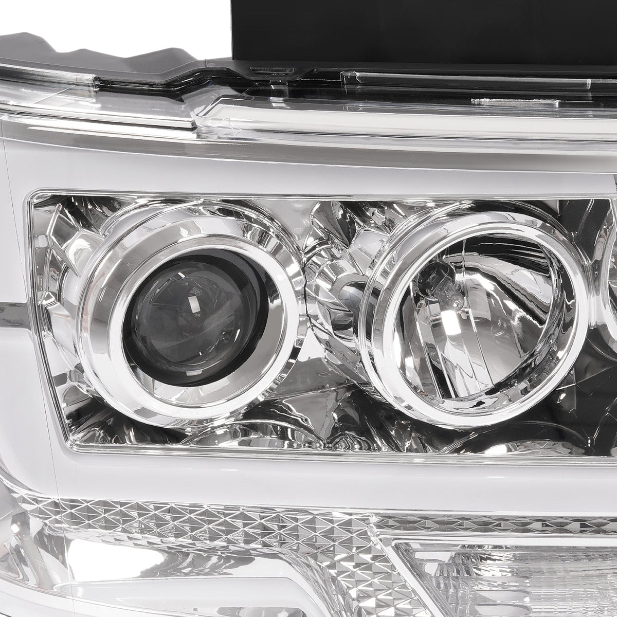 Projector Headlight Assembly Fit Ford F150 F-150 2009-2014 Chrome DRL LED Tube