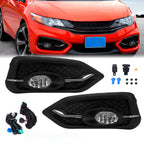 Fog Lights For Honda Civic Coupe 2Dr 2014-2015 Bumper Lamps w/Wiring+Bulbs 14-15