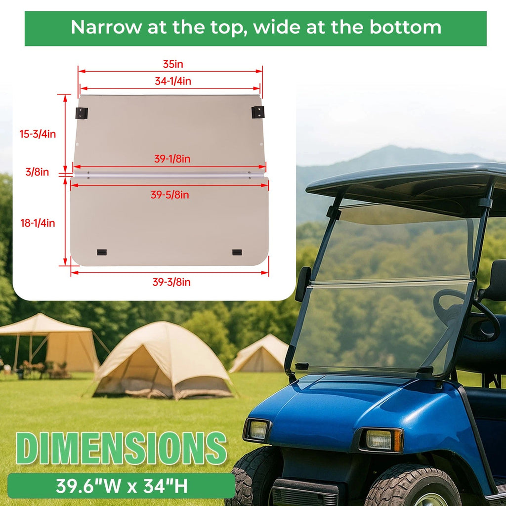 Golf Cart Tinted Windshield Windscreen Fold Down For Club Car DS 2000.5-Up