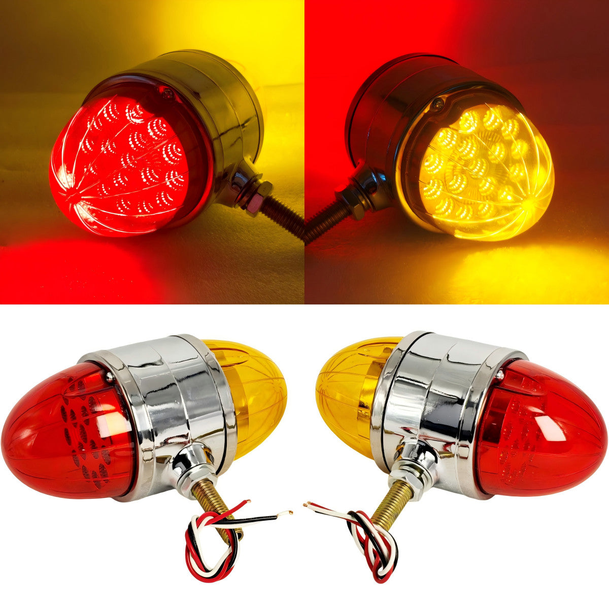 2X Amber/Red Light Lens 17 LED Watermelon Light Fit Kenworth T2000 T300