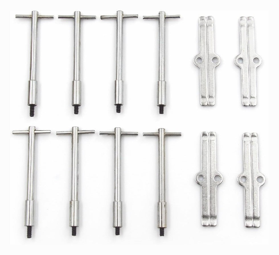 Chrome Tall T-Bar Valve Cover Hold Down Set For Chevy SBC 283 327 350 Bolts Tabs