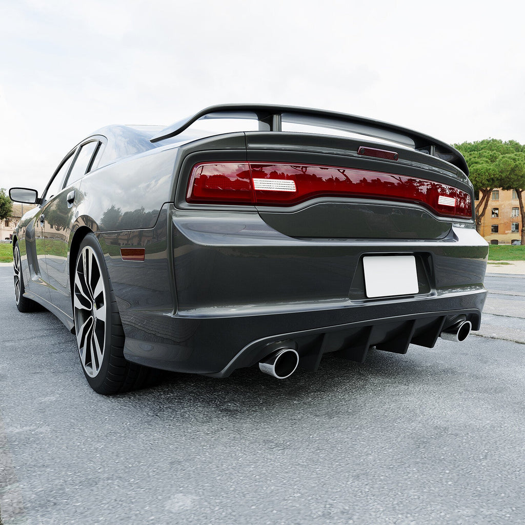 Fits Dodge Charger SRT 12-14 V2 Style Matte Black Rear Bumper Lip Lower Diffuser