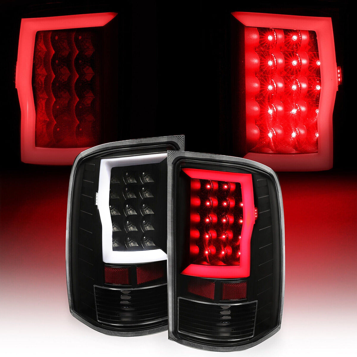 For GMC Sierra 1500 2007-2013 2500HD 3500HD 07-2014 Black LED Tail Lights Lamps