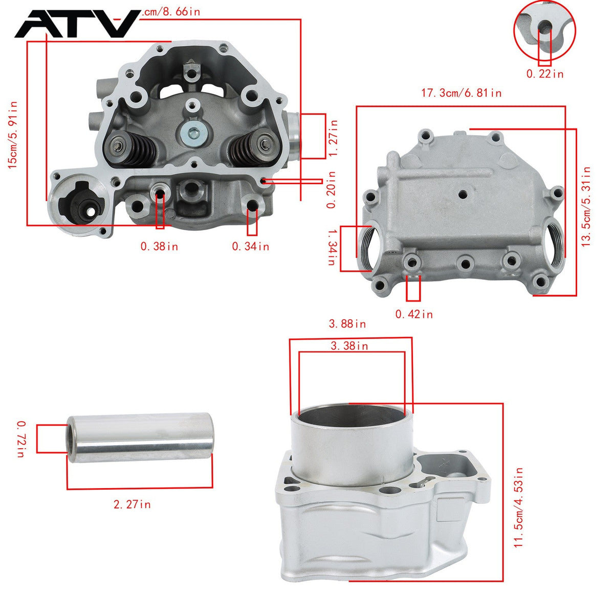 For HONDA TRX500 12-19 Engine Rebuild Kit Cylinder Head & Cover Sleeve Cylinder