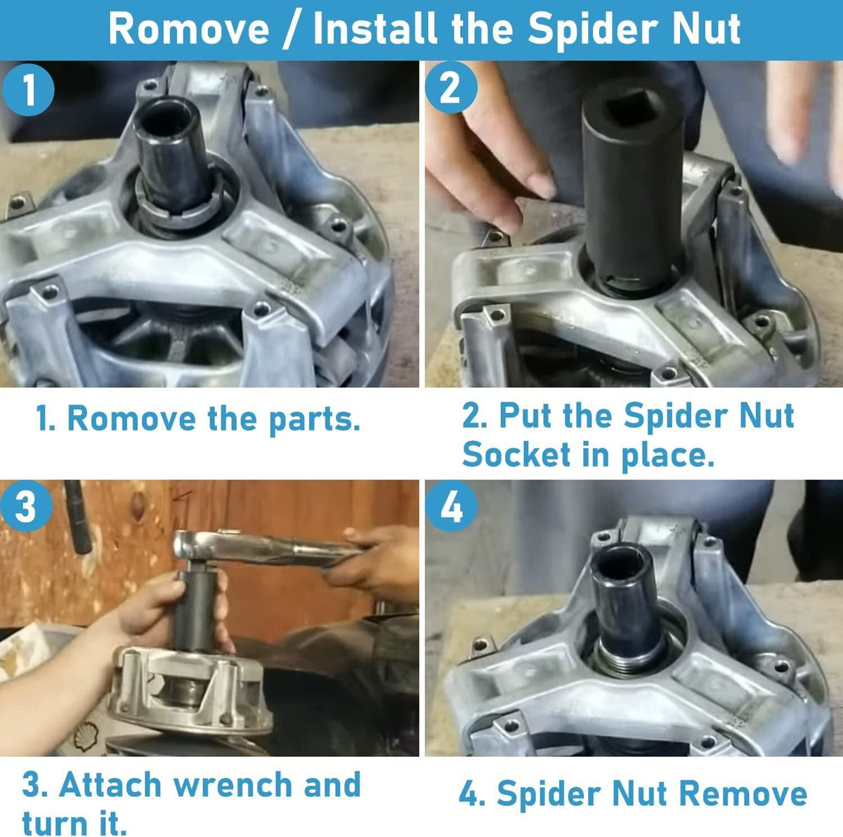 Clutch Spider Nut Socket Tool for Polaris 900 1000 XP RZR, Ranger, Ranger Crew