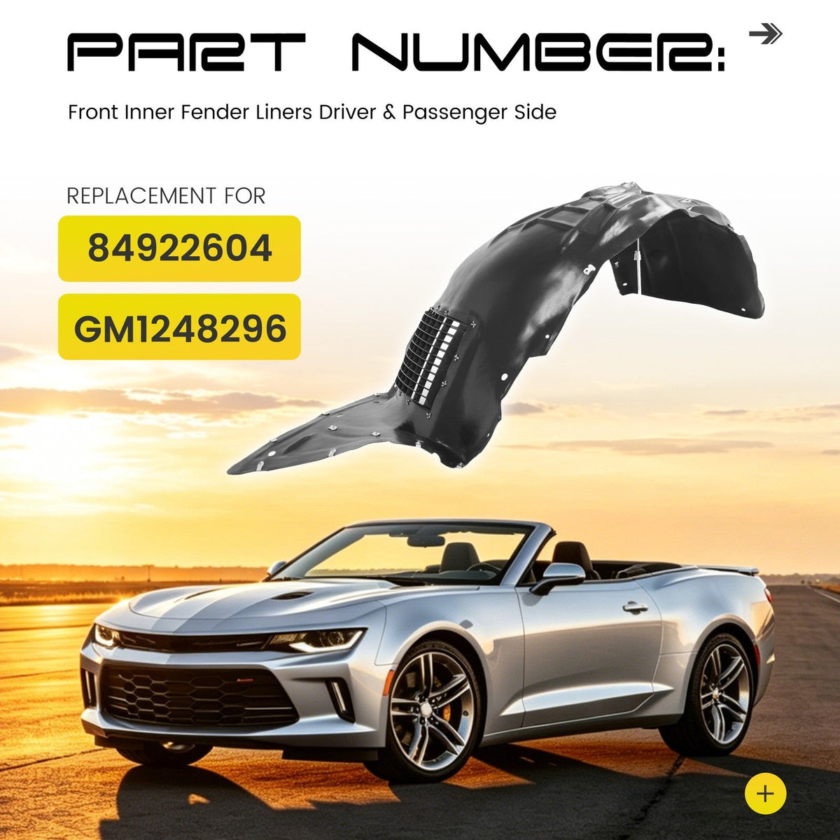 Driver Side Front Inner Fender Liner For 2016-2022 Chevrolet Camaro #84922604