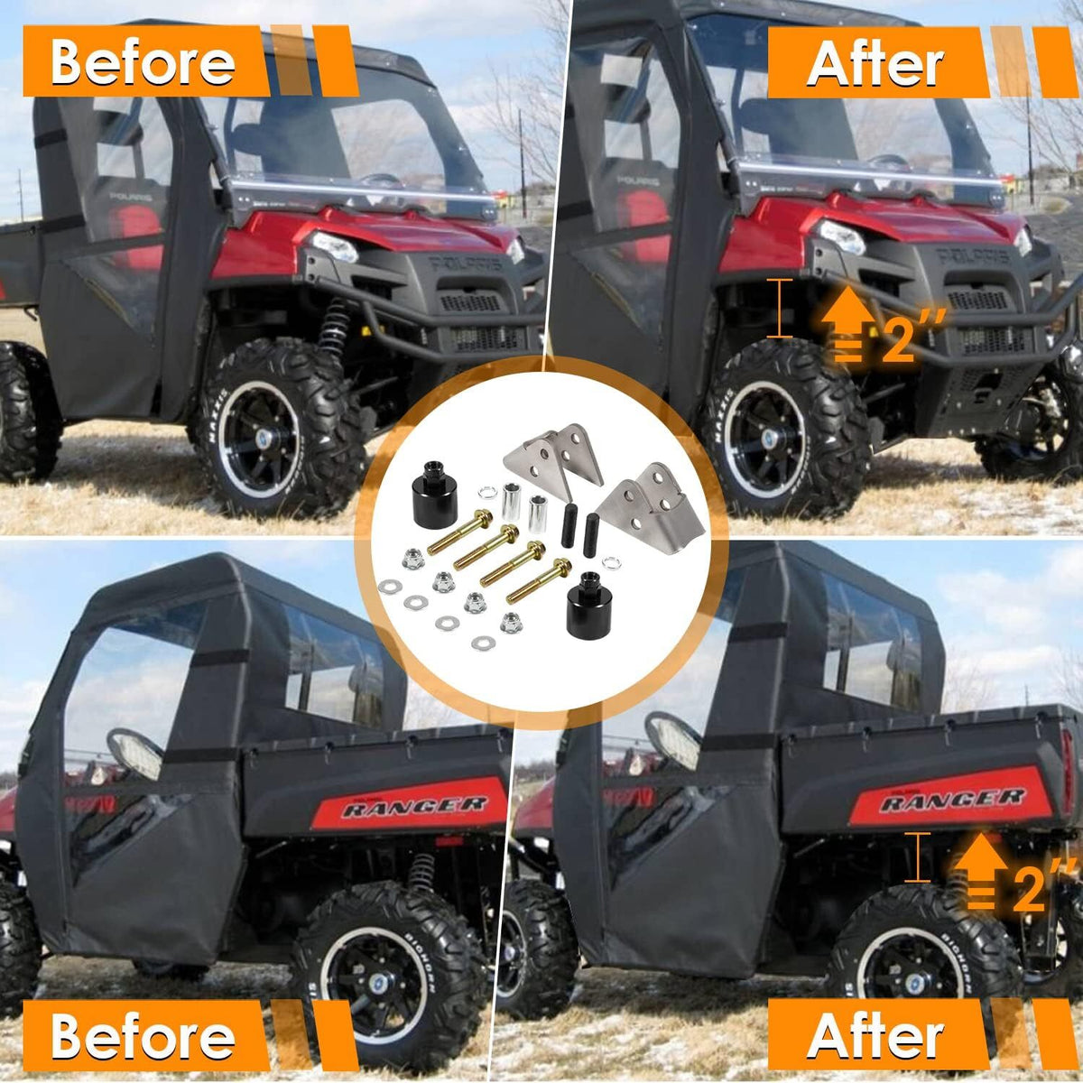 2'' Front & Rear Full Lift Kit For Polaris Ranger 400 500 800 Crew Midsize 10-14