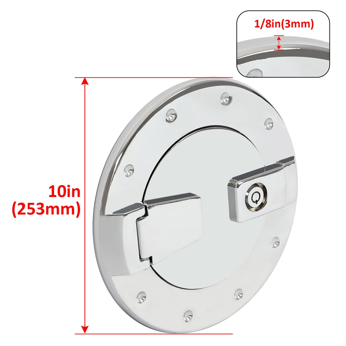 For Hummer H2 2003-2009 Locking Fuel Door Gas Tank Cap Cover Aluminum Chrome