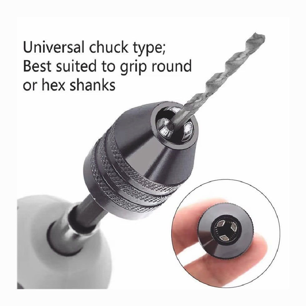 4Pcs 1/4"Hex Shank Keyless Drill Chuck Adapter Bit Change Converter Driver Black