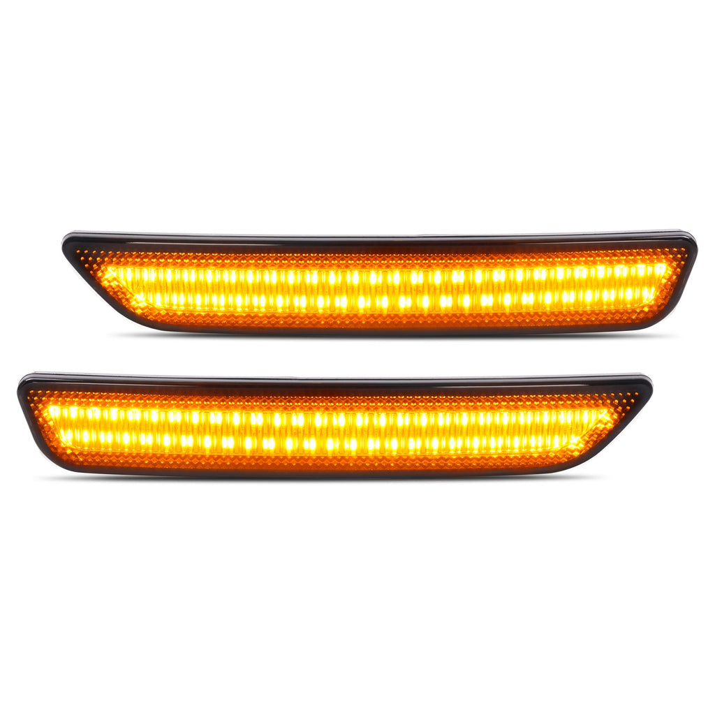 2XLED Front Bumper Side Marker Light Smoke Lens Amber For Ford Mustang 2010-2014
