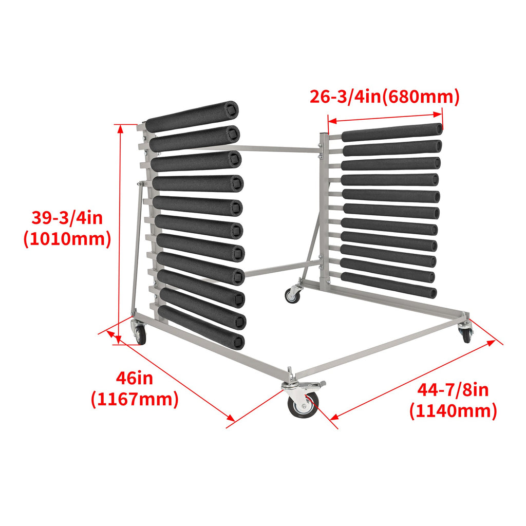 Universal 10-Slot Mobile Windshield Rack For Auto Glass Cargo W/ 4 Casters