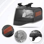 Left For Ford Expedition 2007-2014 Headlight W/bulbs Amber Reflector 7L1Z13008DB