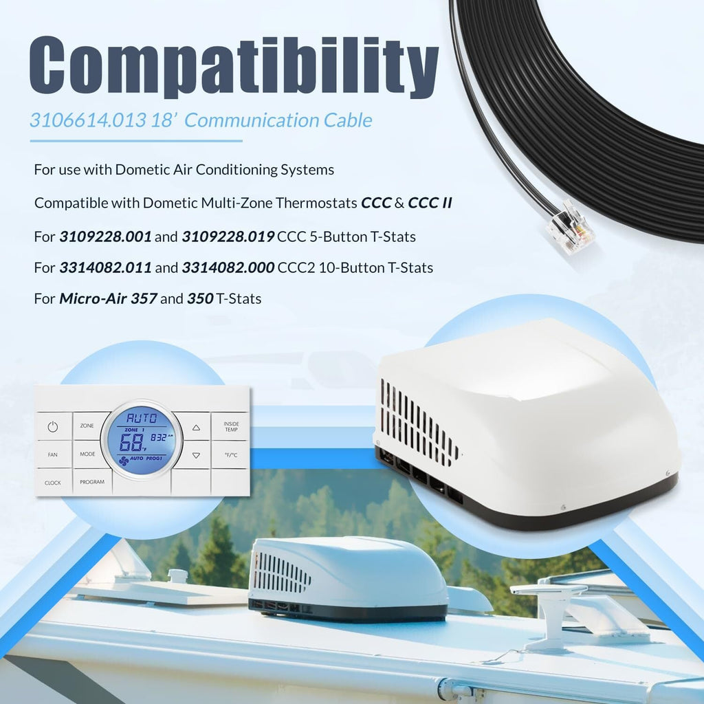 3106614.013 18’ RV Communication Cable for Dometic Air Conditioner w/ Connector