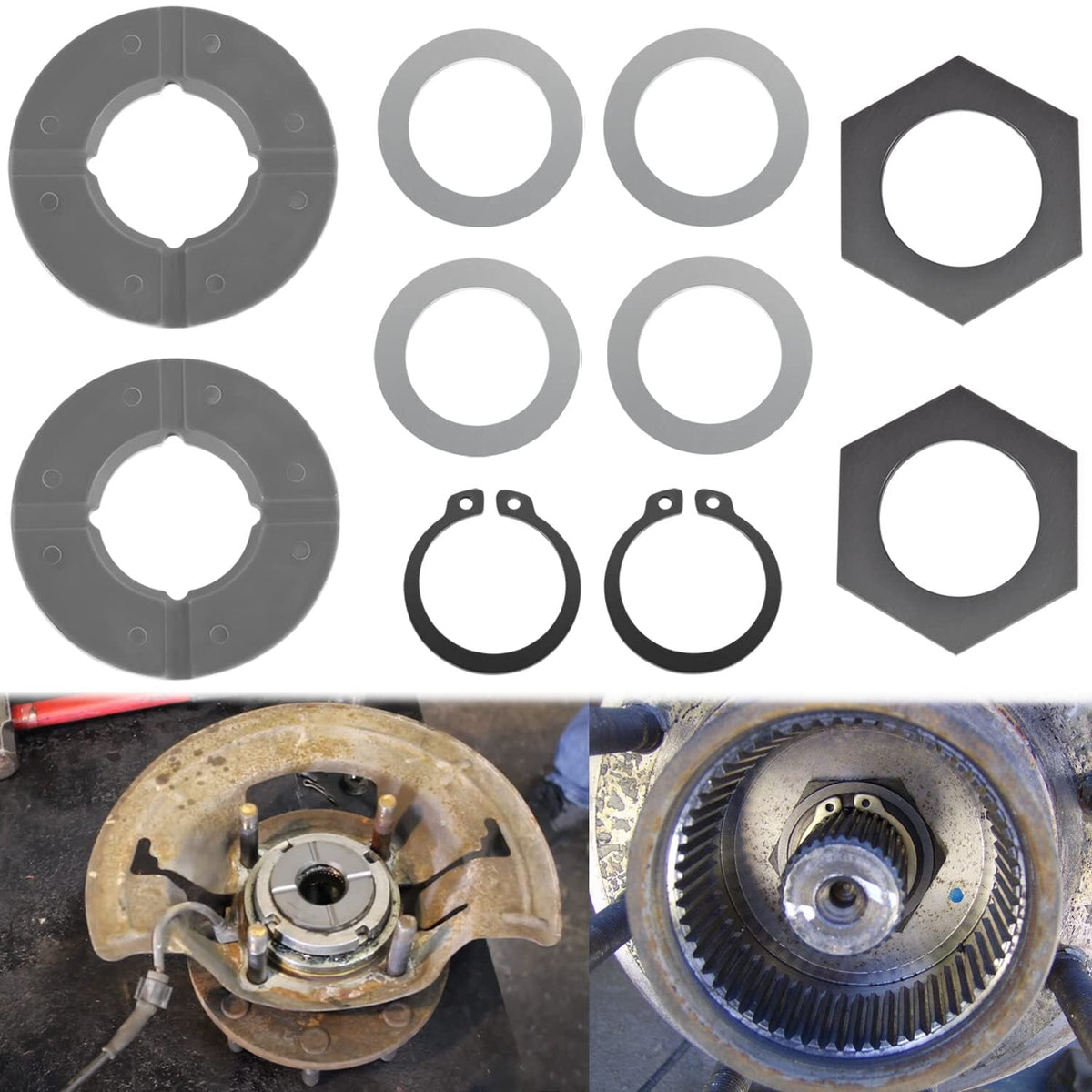 Front Axle Knuckle Tube Seal Kit & Thrust Washer Snap Ring for Ford F250 F350