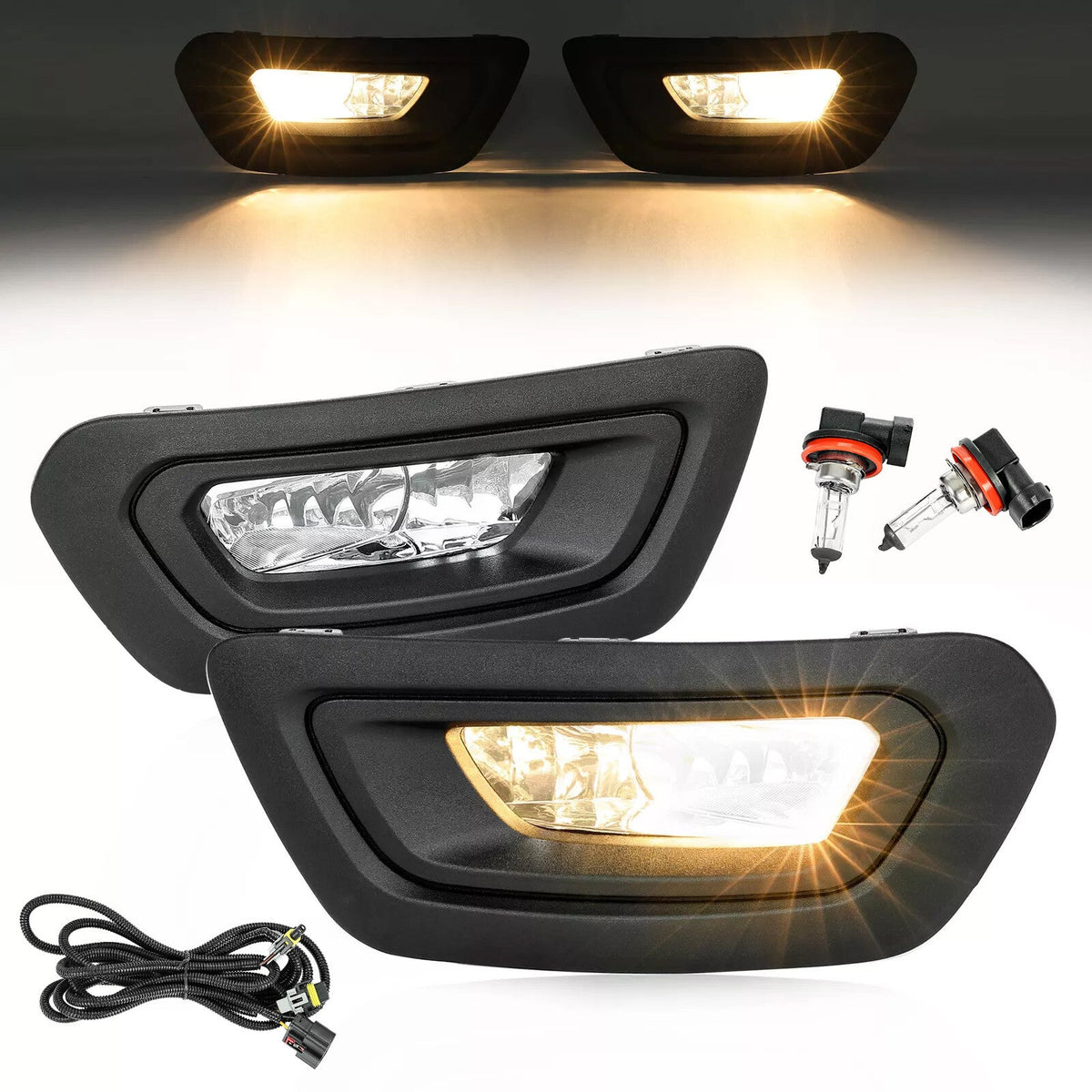 For Ford Transit 2020-2025 Left & Right Fog Lights W/Bezels Covers+Bulbs+Wiring