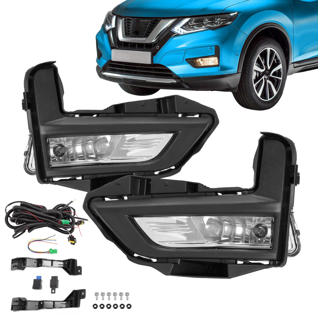 For 2017-2020 Nissan Rogue S SL SV Front Bumper Fog Lights Lamps w/Bezel+Bulbs