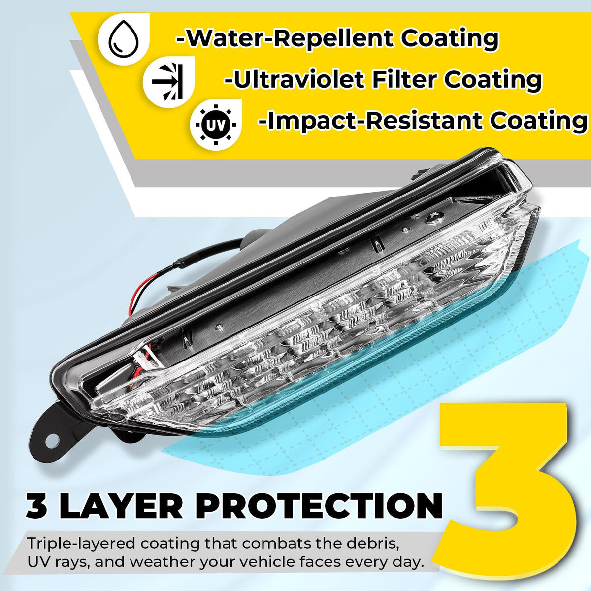 Clear LED Front Right side Fog Daytime Running Light For Infiniti QX50 16-17