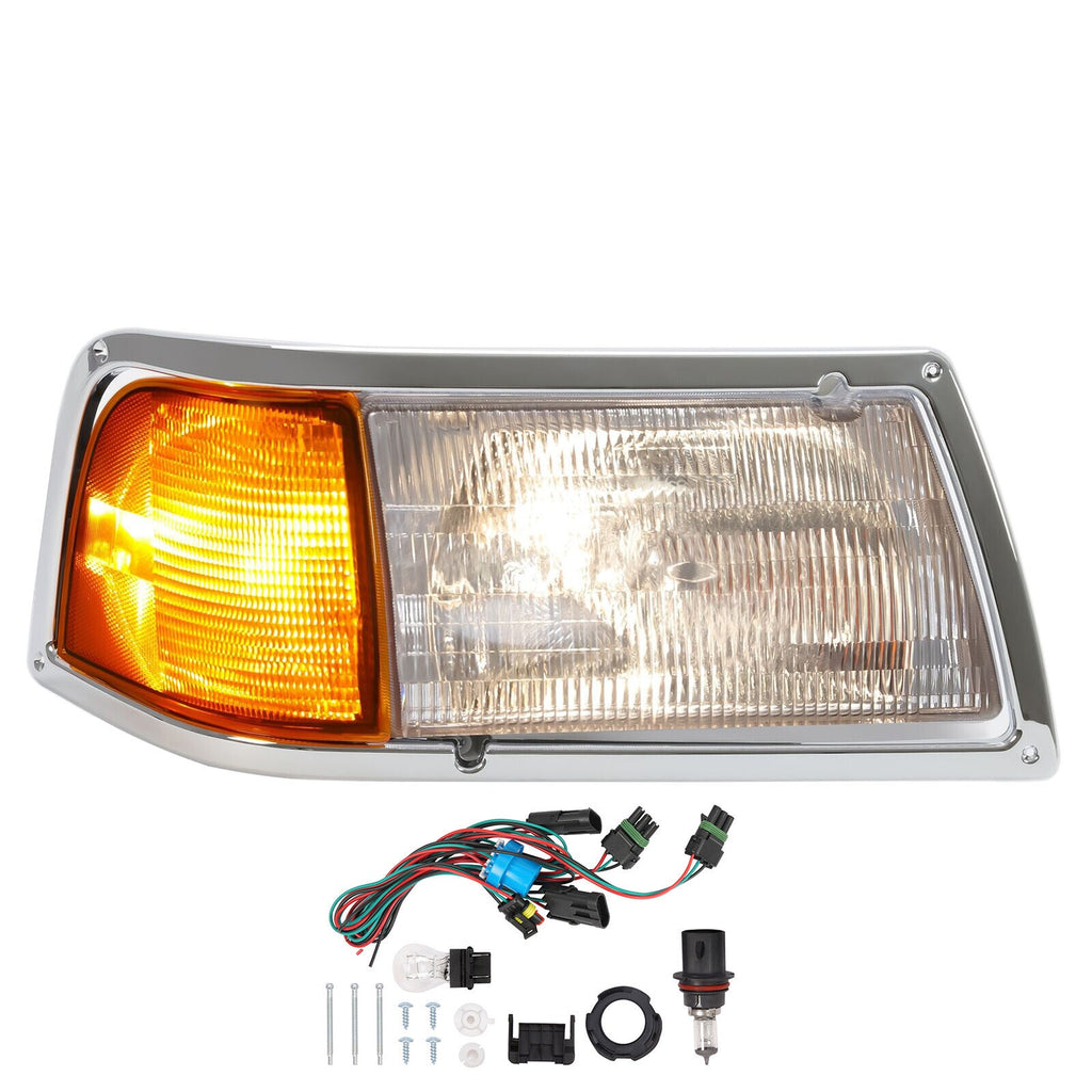 Headlight&Corner Light For Peterbilt 375 385 w/Wire Harness&Bulb Passenger Side