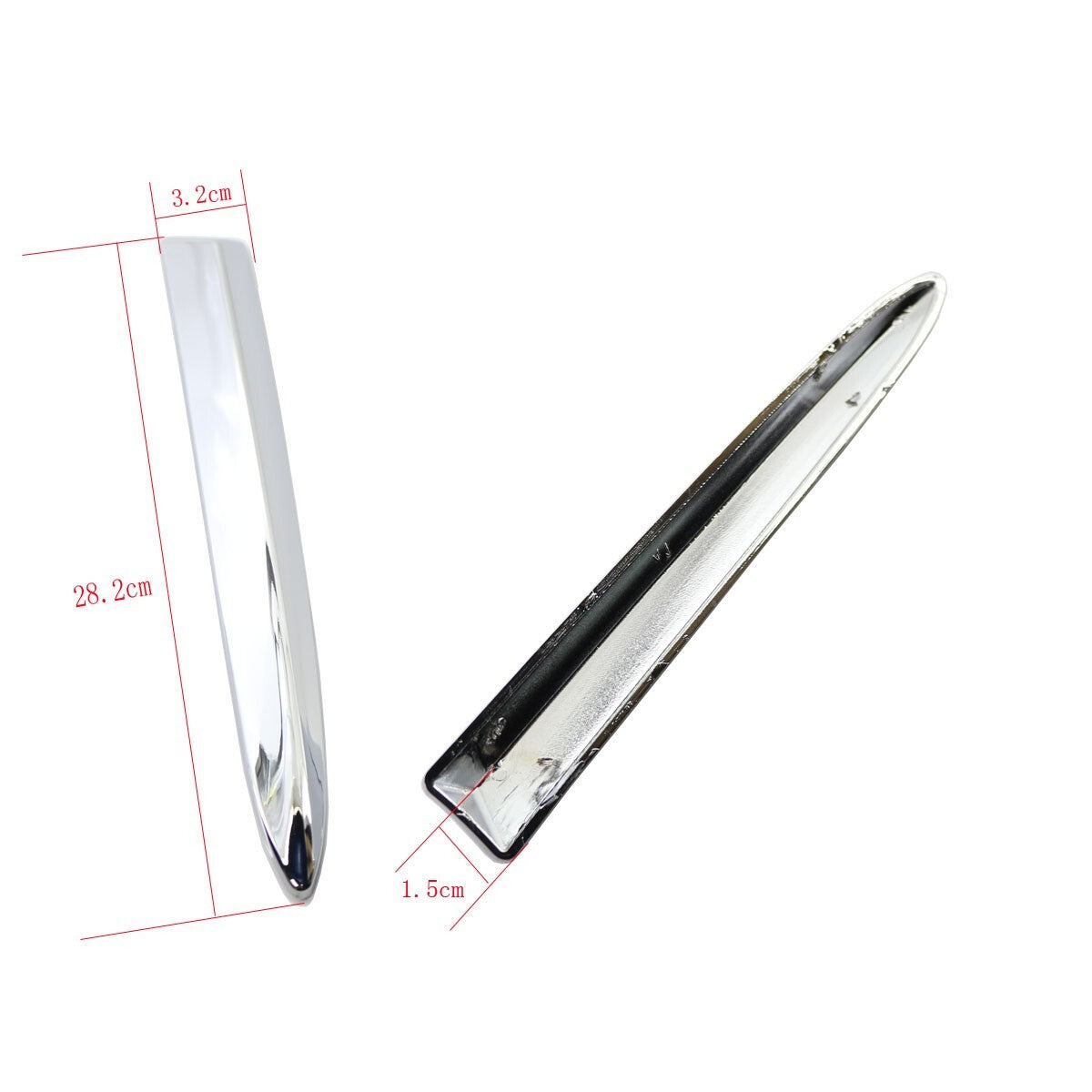 Pair Chrome Front Bumper Upper Grill Moulding Trim Fit for Fiat 500 2007-2015