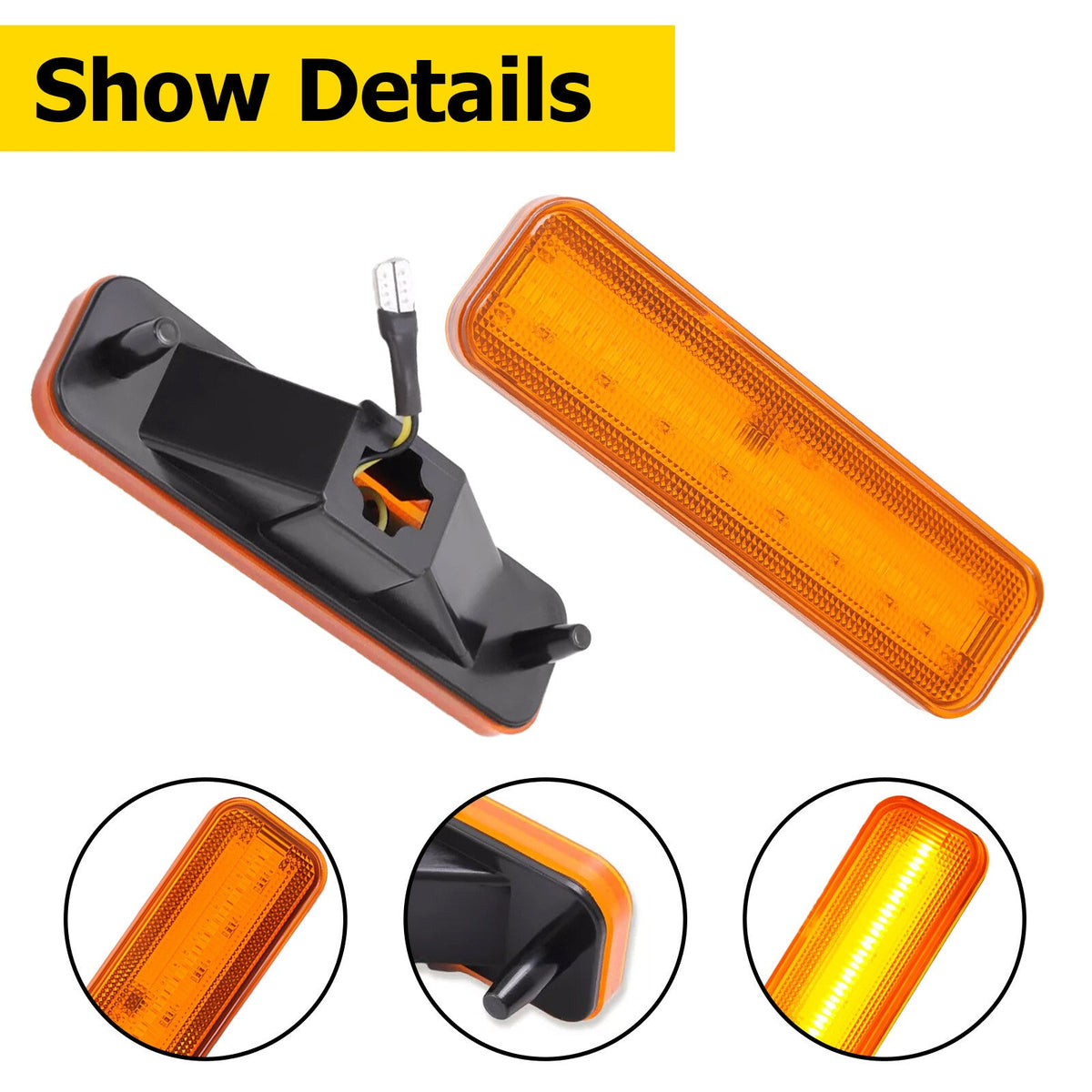 Amber/Red LED Side Marker Parking Lights Set For El Camino & Caballero 78-87