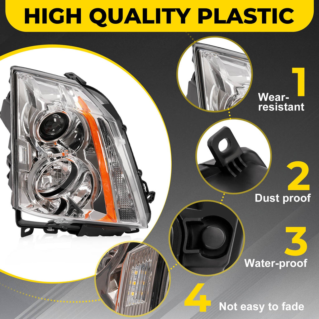 Projector Halogen Pair Headlight For Cadillac CTS CT-S 2008-15 Left Right W/Bulb