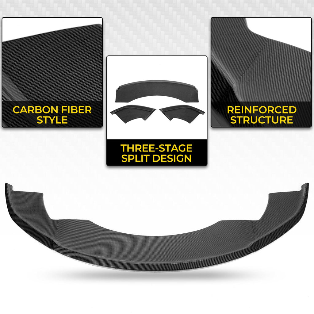 Fits Tesla Model X  2016-2020 ABS Front Bumper Lip Splitter Carbon Fiber Style