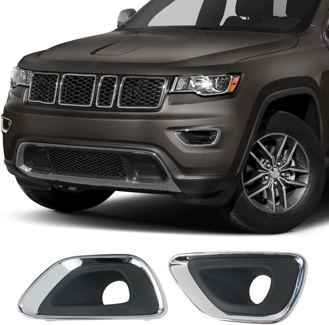 1Pair Fog Light Lamp Bezel Bumper Trim Cover For 2014-16 Jeep Grand Cherokee