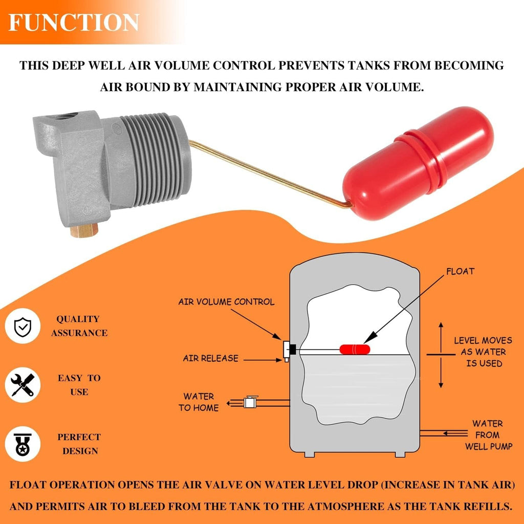 Air Volume Controls for Deep Wells, Water Tank System 1-1/4 in MNPT F93B-1C