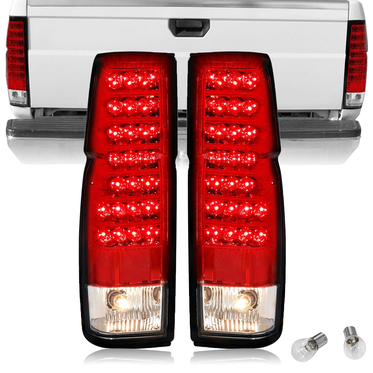 Red Clear LED Tail Lights Brake Lamps For Nissan D21 Hardbody Pickup 1986-1997