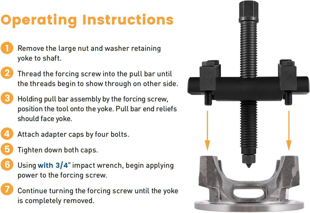 10803 Heavy-Duty Yoke Puller Semi Truck Yoke Remover Tool For Class 6-8 Trucks