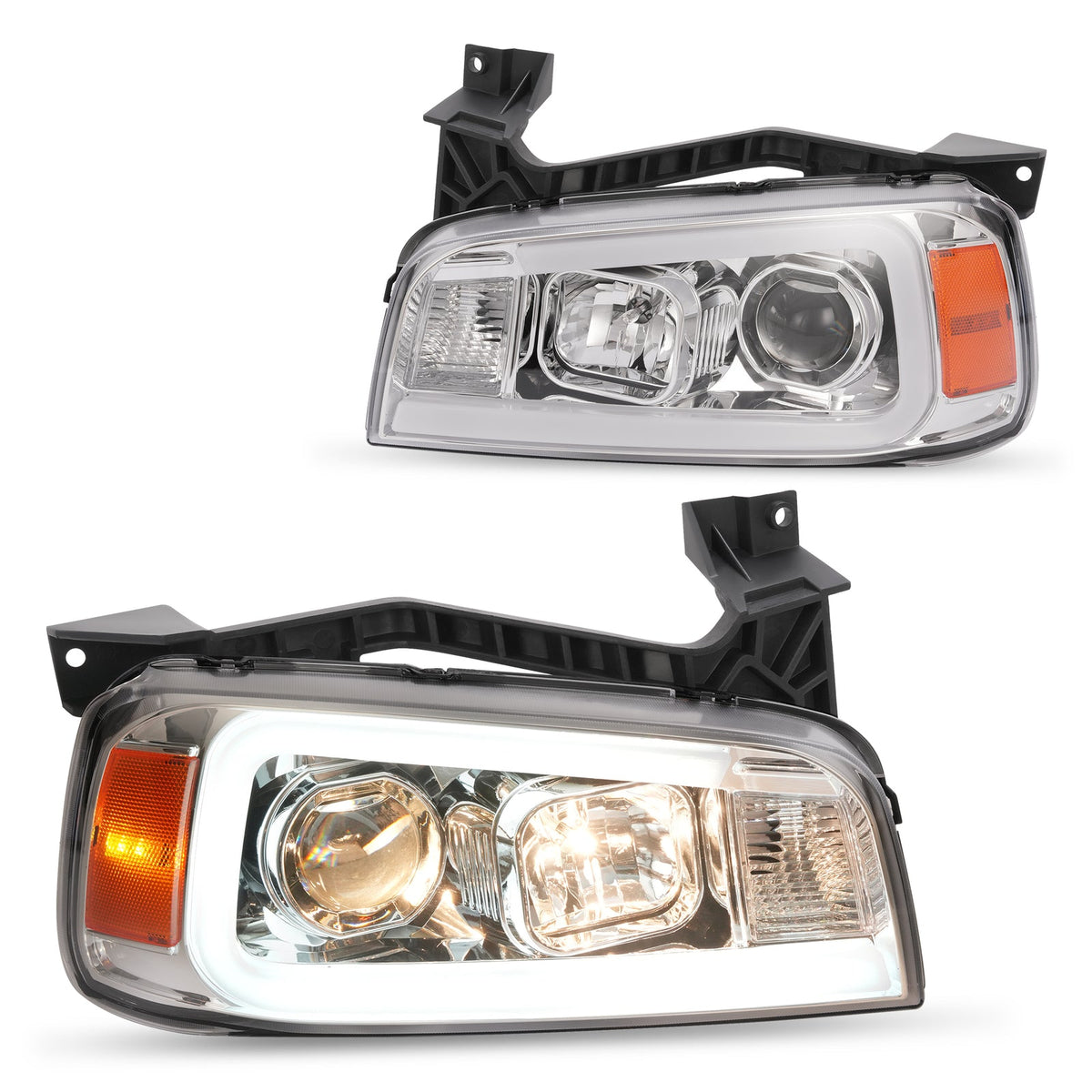 LED DRL Projector Headlights HeadLamps Left+Right For Dodge Charger 2006-2010