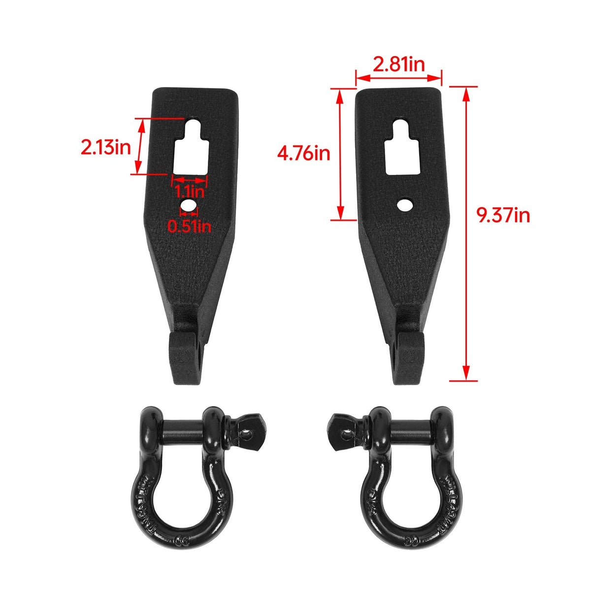 2pcs Front Tow Hook Shackle Mount Kit w/Hardware For Ford F150 F-150 2009-2023