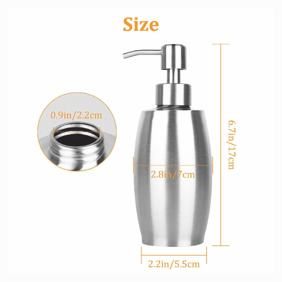 Stainless Steel Lotion / Soap Dispenser Stainless Steel Pump 13 Oz