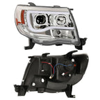 DOT Chrome LED Tube Projector Headlights HeadLamps For Toyota Tacoma 2005-2011