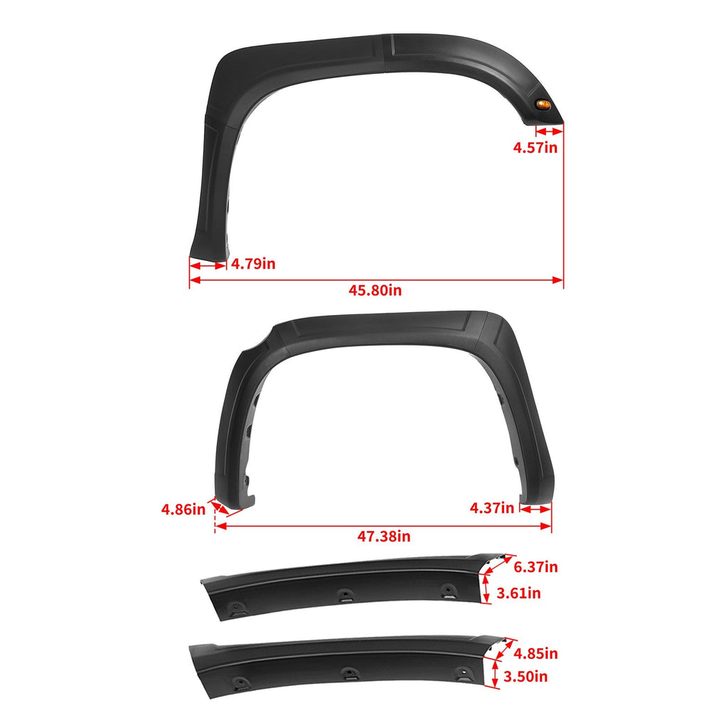 Plastic Set Of Fender Flares Black Kit Front Rear Fits Toyota Tundra 2014-2021